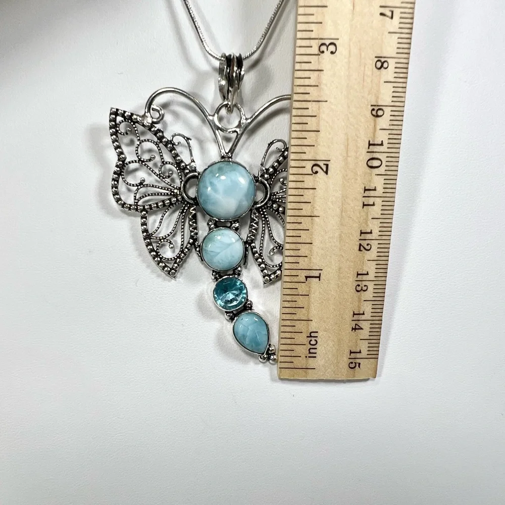 Larimar Large 925 🦋 Butterly Pendant - Picture 3 of 5